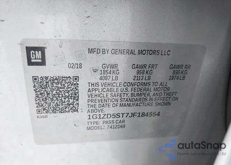 2018 Chevrolet Malibu Lt from USA, damaged, VIN 1G1ZD5ST7JF184554